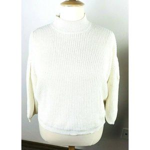 Vestidos Women's Sweater Turtleneck, Ivory Puff Long Sleeves Size Large NWOT